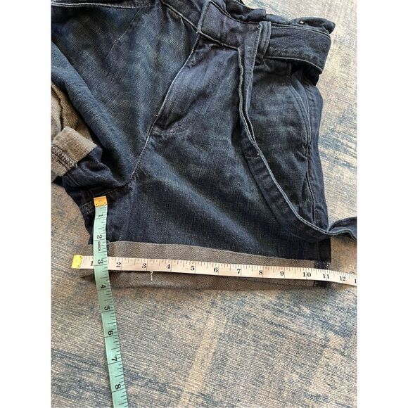 Express Super High Rise Dark Wash Belted Shortie Cuffed Denim Shorts Size 2 - Picture 7 of 7